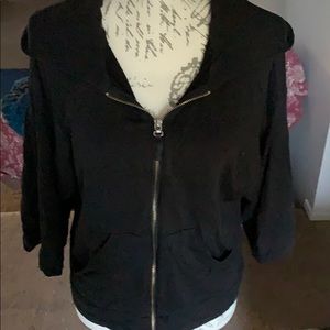 black 3/4 sleeve hoodie BCBGMAXAZRIA